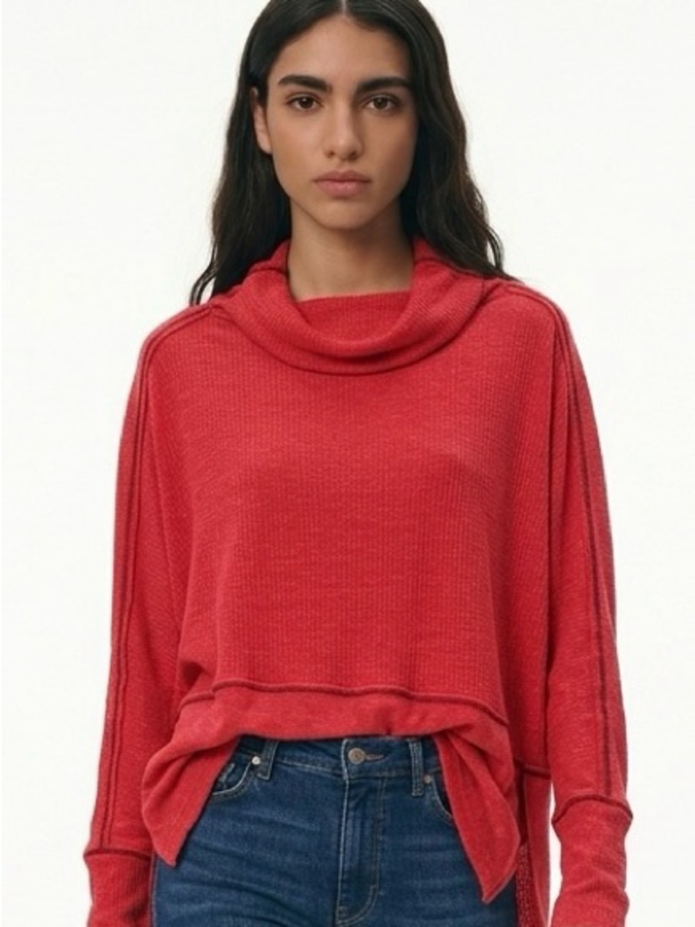 FREE PEOPLE | WE THE FREE Red Cowl Neck Londontown Thermal Top Women’s Size M